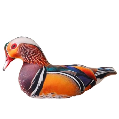champracer Henne Plüschkissen Lebensechtes Huhn Stofftier Spielzeug Weiches Hühnerkissen,Plüschvogel Papagei Kinder's Weiches Kuscheliges Plüschtier,für Kinder Mädchen Jungen (Mandarinente) von champracer