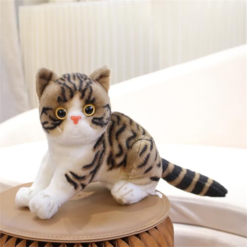 champracer Katze Kuscheltier,Simulation Katze, Katze Kuscheltier Spielzeug,Niedlich Kuscheltier Stofftiere Realistische Spielzeug,Geschenk für Freunde und Kinder (26cm,Cooles Grau) von champracer