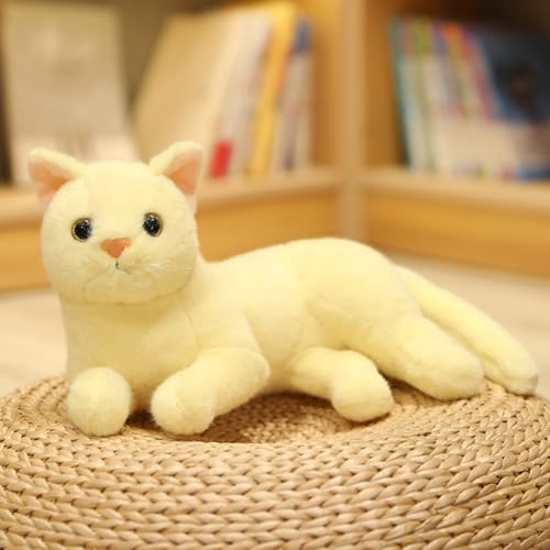 champracer Katze Kuscheltier Simulations Katzen Puppe Katze Plüschtier Kurzhaar Nette Katze Puppe Lebensechte Katze Plüschtier Spielzeug Für Heimdekoration Fotografie-Requisiten (30cm,Gelb) von champracer
