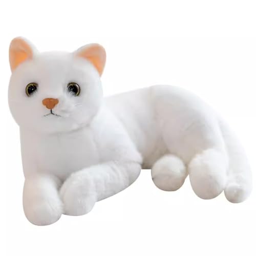 champracer Katze Kuscheltier Simulations Katzen Puppe Katze Plüschtier Kurzhaar Nette Katze Puppe Lebensechte Katze Plüschtier Spielzeug Für Heimdekoration Fotografie-Requisiten (40cm,Weiß) von champracer