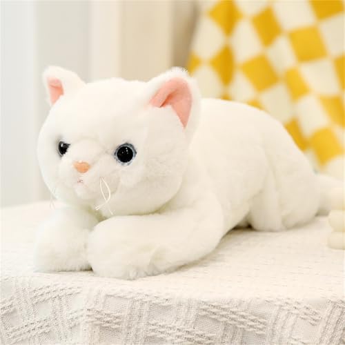 champracer Katze Kuscheltier Simulations Katzen Puppe Plüsch Katze Plüsch Puppen Kuschelig Niedlich Begleiter Puppe für Frauen Männer Film Fans Liebhaber Katze Spielzeug (50 cm,weiß) von champracer