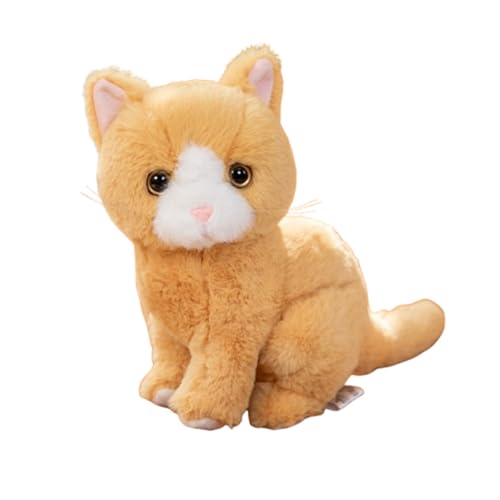 champracer Katze Plüschtier,Plüschkatze Stofftier Katzen Die Aussehen Plüsch,Katze Kuscheltier,Katze Puppe Gefüllte Lebensechte Katze Plüschtier,Stofftier Katze für Babys Jungen (26cm,braun) von champracer