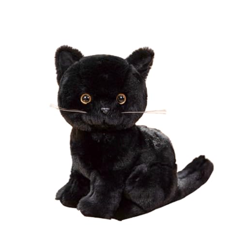 champracer Katze Plüschtier,Plüschkatze Stofftier Katzen Die Aussehen Plüsch,Katze Kuscheltier,Katze Puppe Gefüllte Lebensechte Katze Plüschtier,Stofftier Katze für Babys Jungen (26cm,schwarz) von champracer