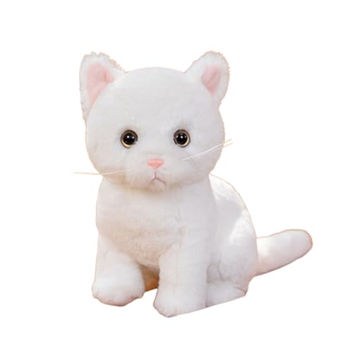champracer Katze Plüschtier,Plüschkatze Stofftier Katzen Die Aussehen Plüsch,Katze Kuscheltier,Katze Puppe Gefüllte Lebensechte Katze Plüschtier,Stofftier Katze für Babys Jungen (26cm,weiß) von champracer