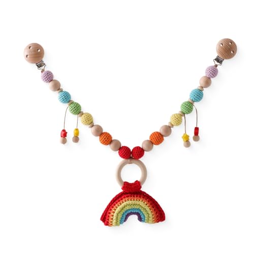 champracer Kinderwagen Spielzeug, Niedliche Tierform Kinderwagenspielzeug, Kinderwagen Zubehör, für Kinderbett, Autositz, Babyschale, Neugeborene Geschenk (Regenbogen) von champracer