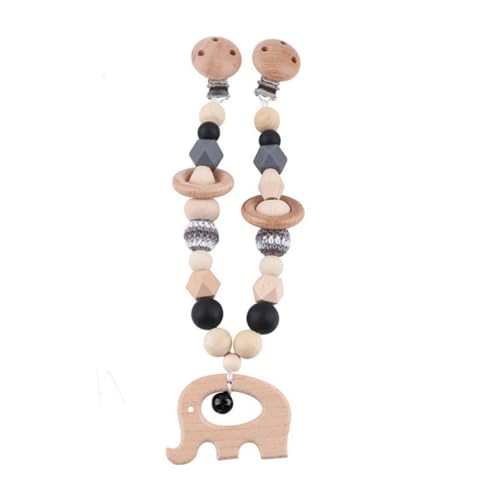 champracer Kinderwagenkette aus Holz, Kinderwagen Spielzeug, Niedliche Tierform Kinderwagenspielzeug, Kinderwagenanhänger Kette, für Kinderbett, Autositz, Babyschale, Neugeborene Geschenk (Elefant) von champracer