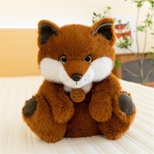 champracer Kuscheltier Fuchs, Niedliche Braunfuchs-Puppe, Flauschiger Stofftier zum Spielen, Geschenk & Kuscheln, Fuchs plüschtier, Fuchs stofftier für Kinder & Erwachsene (25 cm,A) von champracer