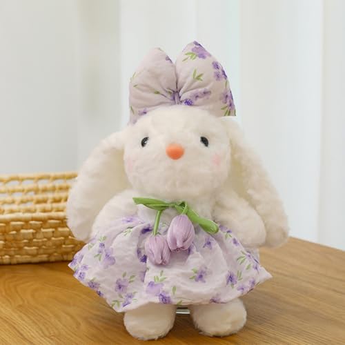 champracer Kuscheltier Hase Plüschhase im Rock Flauschiges Stofftier zum Kuscheln und Spielen Hase Stofftier Geschenke für Kinder (30cm,Lila) von champracer