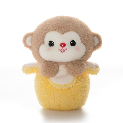 champracer Kuscheltier Honigkanne Kleine Tiere Plüschtier,Dinosaurier Kuscheltier, Cartoon-Bambusröhren-Panda-Plüschtiere,Stofftier zum Kuscheln und Spielen,Stofftier Geschenk (17cm,Bananen) von champracer
