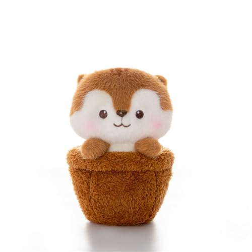 champracer Kuscheltier Honigkanne Kleine Tiere Plüschtier,Dinosaurier Kuscheltier, Cartoon-Bambusröhren-Panda-Plüschtiere,Stofftier zum Kuscheln und Spielen,Stofftier Geschenk (17cm,Eichhörnchen) von champracer