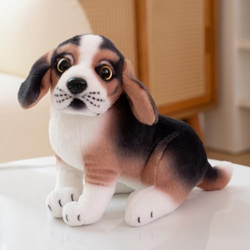 champracer Kuscheltier Hund 20cm Hund Plüschtier Bulldogge Husky Plüsch-Hund Simulation Tier Puppe Plüsch Geschenke für Kinder Jungen Mädchen (hockend,Beagle) von champracer