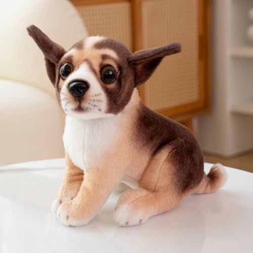 champracer Kuscheltier Hund 20cm Hund Plüschtier Bulldogge Husky Plüsch-Hund Simulation Tier Puppe Plüsch Geschenke für Kinder Jungen Mädchen (hockend,Chihuahua) von champracer
