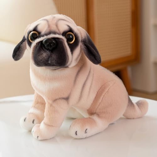 champracer Kuscheltier Hund 20cm Hund Plüschtier Bulldogge Husky Plüsch-Hund Simulation Tier Puppe Plüsch Geschenke für Kinder Jungen Mädchen (hockend,Mops) von champracer