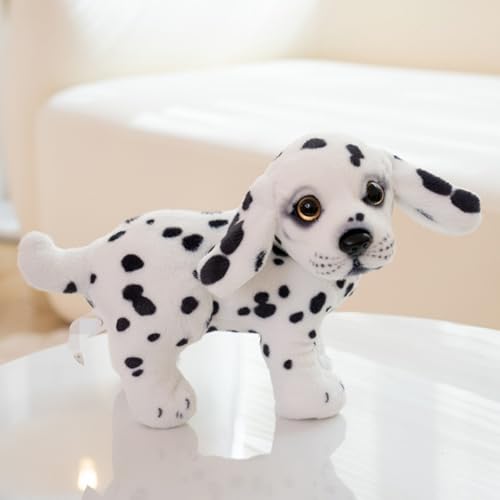 champracer Kuscheltier Hund 20cm Hund Plüschtier Bulldogge Husky Plüsch-Hund Simulation Tier Puppe Plüsch Geschenke für Kinder Jungen Mädchen (stehend,Gefleckter Hund) von champracer