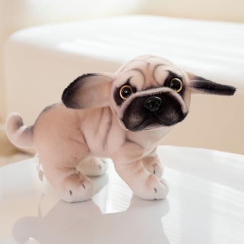 champracer Kuscheltier Hund 20cm Hund Plüschtier Bulldogge Husky Plüsch-Hund Simulation Tier Puppe Plüsch Geschenke für Kinder Jungen Mädchen (stehend,Mops) von champracer