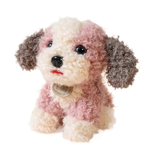 champracer Kuscheltier Hund 23cm Teddy Hund Plüschtier Realistische Plüschhund Flauschiger Stofftier zum Spielen & Kuscheln Geburtstagsgeschenk für Kinder (Rosa) von champracer