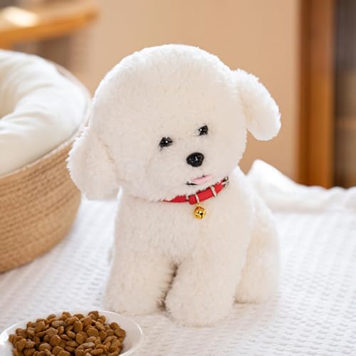 champracer Kuscheltier Hund Bichon Frise Puppe Hund Plüschtier Simuliertes Tier Hund Plüschtier Stofftier Hund Geschenk für Kinder (28cm,Sitzen) von champracer