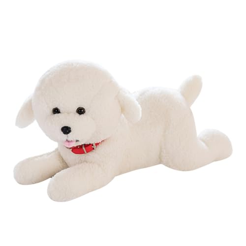 champracer Kuscheltier Hund Bichon Frise Puppe Hund Plüschtier Simuliertes Tier Hund Plüschtier Stofftier Hund Geschenk für Kinder (35cm,liegender) von champracer