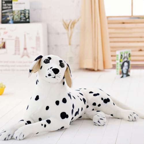 champracer Kuscheltier Hund Plüschtier Dalmatiner Simuliertes Tier Hund Plüschtier Stofftier Hund Lebensecht Weiß Schwarz Dalmatiner Tier Plüsch Puppe Hund Geschenk für Kinder (60cm,Sitzend) von champracer