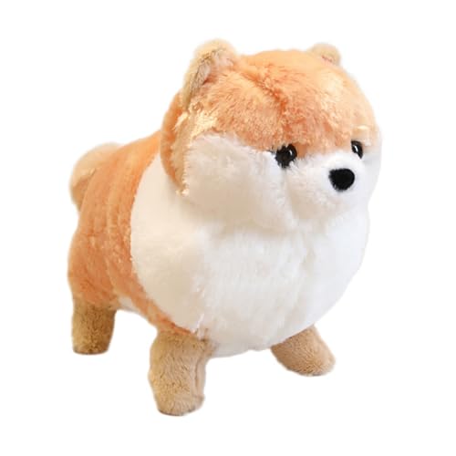 champracer Kuscheltier Hund Pomeranian Plüsch Spielzeug Flauschiger Stofftier zum Spielen & Kuscheln Geburtstagsgeschenk für Kinder (50CM,Gelb) von champracer