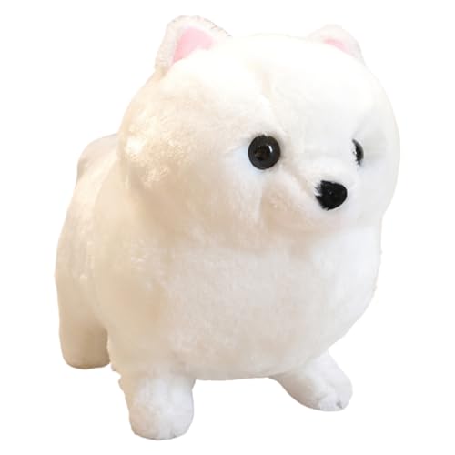 champracer Kuscheltier Hund Pomeranian Plüsch Spielzeug Flauschiger Stofftier zum Spielen & Kuscheln Geburtstagsgeschenk für Kinder (50CM,Weiß) von champracer