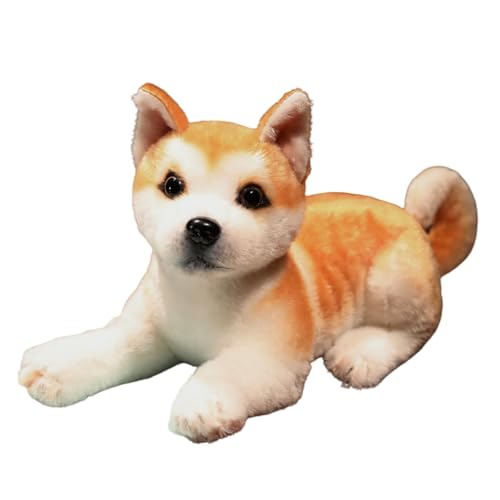 champracer Kuscheltier Hund Simuliertes Tier Hund Plüschtier Akita-Hund Plüschtier Kawaii Plüsch Akita-Hund Kuscheltier Geschenke für Jungen Mädchen (klein,Liegeposition-A) von champracer