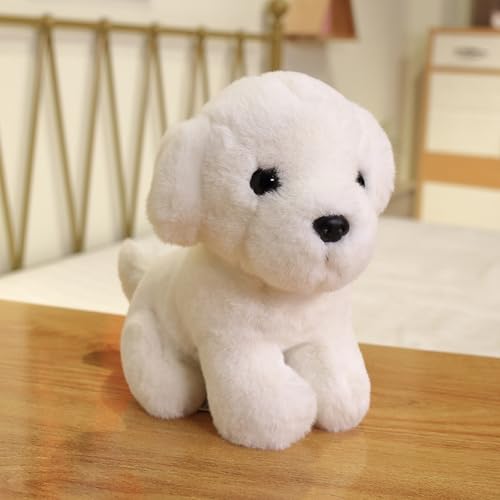 champracer Kuscheltier Hund süßes Teddy Hund-Plüschtier Realistische Plüschhund zum Kuscheln & Spielen Geschenke für Jungen Mädchen (Weiß) von champracer