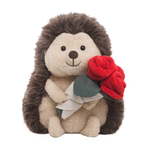 champracer Kuscheltier Igel 28cm Plüschigel mit Rose Kuschel Igel Plüschtier Flauschiger Stofftier zum Spielen & Kuscheln Geburtstagsgeschenk für Kinder von champracer