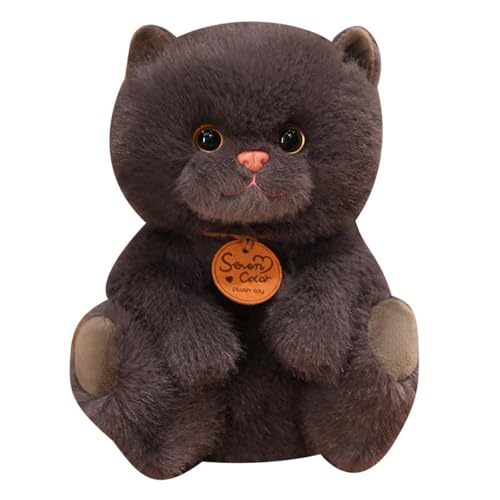 champracer Kuscheltier Katze Katze Plüschtier Simulation Kurzhaar Nette Katze Puppe Kawaii Katze Kuscheltier Geschenk für Kinder Jeglichen Alters (25cm,Schwarze-A) von champracer