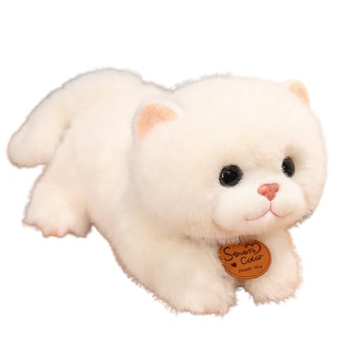 champracer Kuscheltier Katze Katze Plüschtier Simulation Kurzhaar Nette Katze Puppe Kawaii Katze Kuscheltier Geschenk für Kinder Jeglichen Alters (25cm,weiß-B) von champracer