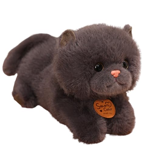 champracer Kuscheltier Katze Katze Plüschtier Simulation Kurzhaar Nette Katze Puppe Kawaii Katze Kuscheltier Geschenk für Kinder Jeglichen Alters (35cm,schwarz-B) von champracer