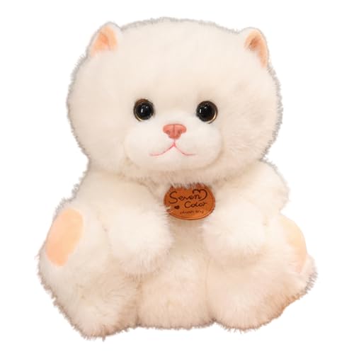 champracer Kuscheltier Katze Katze Plüschtier Simulation Kurzhaar Nette Katze Puppe Kawaii Katze Kuscheltier Geschenk für Kinder Jeglichen Alters (35cm,weiße-A) von champracer