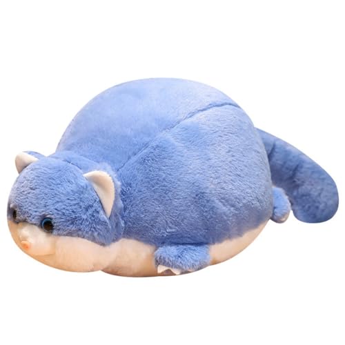 champracer Kuscheltier Katze Katze Plüschtier Stofftiere Stofftierpuppe Katze Dekokissen Geschenk für Kinder Jeglichen Alters (65cm,Blau) von champracer