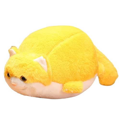 champracer Kuscheltier Katze Katze Plüschtier Stofftiere Stofftierpuppe Katze Dekokissen Geschenk für Kinder Jeglichen Alters (65cm,Gelb) von champracer
