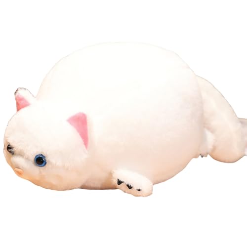 champracer Kuscheltier Katze Katze Plüschtier Stofftiere Stofftierpuppe Katze Dekokissen Geschenk für Kinder Jeglichen Alters (65cm,Weiß) von champracer