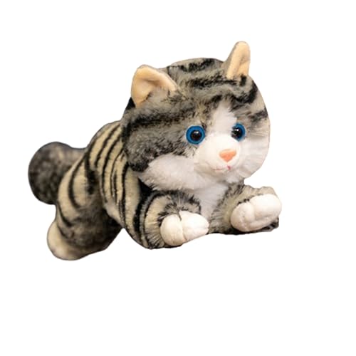 champracer Kuscheltier Katze Lebensecht,Simulation Kurzhaar Nette Katze Puppe Kuscheltier Katze Lebensecht Katze, Plüschfiur Spielzeug für Kinder Frauen (31cm,Tiger-Muster) von champracer