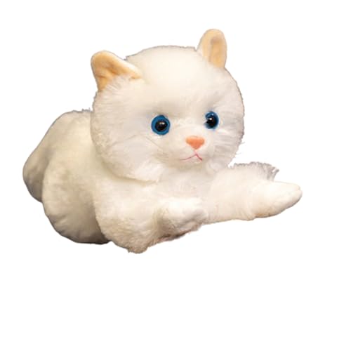 champracer Kuscheltier Katze Lebensecht,Simulation Kurzhaar Nette Katze Puppe Kuscheltier Katze Lebensecht Katze, Plüschfiur Spielzeug für Kinder Frauen (31cm,Weiß) von champracer