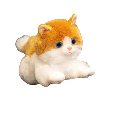 champracer Kuscheltier Katze Lebensecht,Simulation Kurzhaar Nette Katze Puppe Kuscheltier Katze Lebensecht Katze, Plüschfiur Spielzeug für Kinder Frauen (31cm,orange und weiß) von champracer