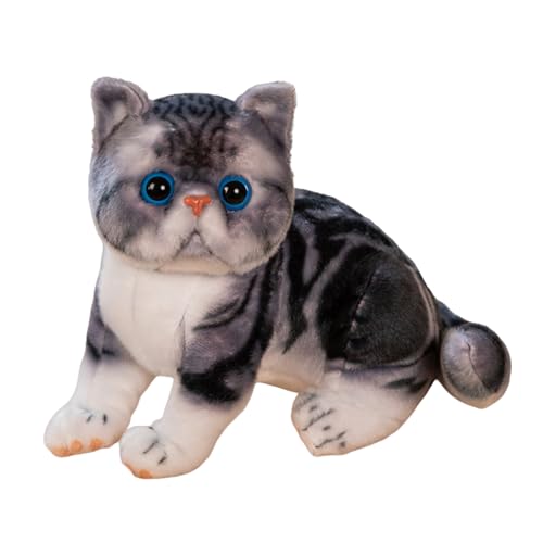 champracer Kuscheltier Katze Lebensecht Simulation Kurzhaar Nette Katze Puppe Katze Plüschtier Stofftiere Stofftierpuppe Plüsch Stofftier Katze Geschenk für Kinder (25cm,A) von champracer