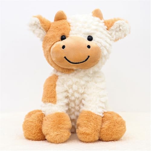 Champracer Kuscheltier Kuh - Niedliches PlüSchkuh-Spielzeug, Flauschiger Stofftier Zum Spielen, Schwarz-WeißEs Lächeln PlüSch Kuh Sitzend Braun (Braun, #A-22 cm) von champracer