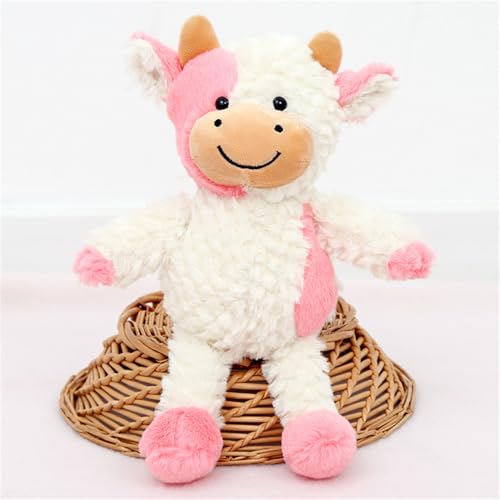 champracer Kuscheltier Kuh, Kuh PlüSchtier, Niedliches PlüSchkuh-Spielzeug Flauschiger Stofftier Kuh Zum Spielen Schwarz-WeißEs PlüSchkuh Spielzeug Lächeln PlüSch Kuh Sitzend Braun (rosa-#B-22 cm) von champracer