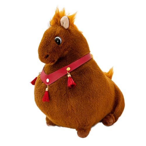 champracer Kuscheltier Pferd Plüsch Pferd Spielzeug Plüschpuppen Wurfkissen Simulation Tier Puppe Kissen Geschenk für Kinder Jungen Mädchen (23cm,Braun) von champracer