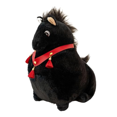 champracer Kuscheltier Pferd Plüsch Pferd Spielzeug Plüschpuppen Wurfkissen Simulation Tier Puppe Kissen Geschenk für Kinder Jungen Mädchen (33cm,Schwarz) von champracer