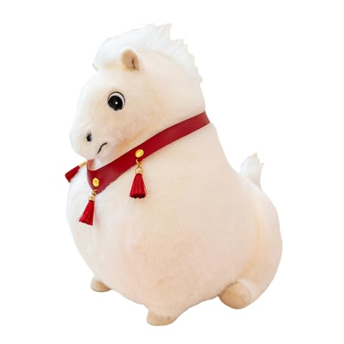 champracer Kuscheltier Pferd Plüsch Pferd Spielzeug Plüschpuppen Wurfkissen Simulation Tier Puppe Kissen Geschenk für Kinder Jungen Mädchen (33cm,Weiß) von champracer