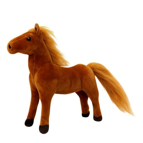 champracer Kuscheltier Pferd Realistisches Pferd Plüschtier Pony Stehend Pony Kuscheltier Geschenk für Kinder Jungen Mädchen (20CM,Dunkelbraun) von champracer