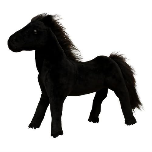 champracer Kuscheltier Pferd Realistische Pferd Plüschtier Pferd Kuscheltier Stehend Pony Kuscheltier Geschenk für Kinder Jungen Mädchen (20CM,Schwarz) von champracer