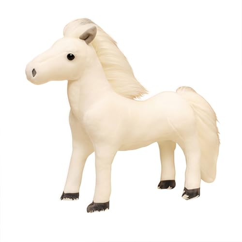 champracer Kuscheltier Pferd Realistische Pferd Plüschtier Pferd Kuscheltier Stehend Pony Kuscheltier Geschenk für Kinder Jungen Mädchen (20CM,Weiß) von champracer