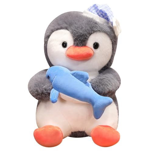 champracer Kuscheltier Pinguin Plüschtier Pinguin mit einem Fisch Flauschiger Stofftier zum Spielen & Kuscheln Geburtstagsgeschenk für Kinder Mädchen Jungen (45cm) von champracer