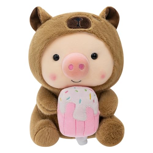 champracer Kuscheltier Schwein Plüschtier,28cm Kawaii Bubble Tea Schwein Stofftier Kuscheltier,Capybara Plüschtier, Milchtee Boba Plüschpuppe, Geburtstagsgeschenke Für Kinder (28cm) von champracer