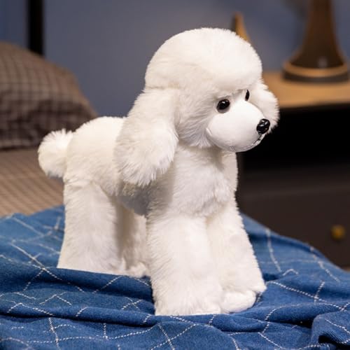 champracer Kuscheltier Teddy Pudel Plüschtier Kuscheltier Hund Simuliertes Tier Hund Plüschtier Plüschhund Puppe Stofftier Hund Geschenke für Jungen Mädchen (32cm,Weiß) von champracer